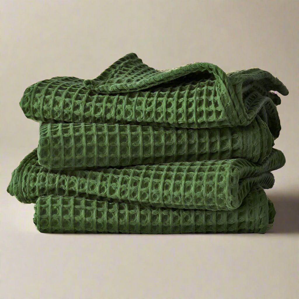 Discover our luxurious Turkish Cotton Waffle Towels – lightweight, highly absorbent, and quick-drying, perfect for elevating your daily bath routine with the finest cotton bath essentials #color_forest