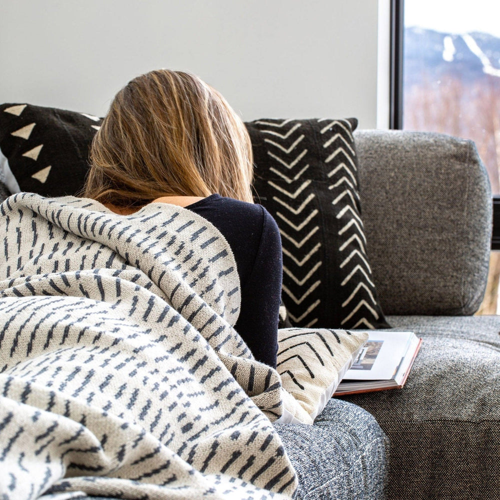 Cotton Sustainable Knit Throw Blanket - Terrains by Jill Malek