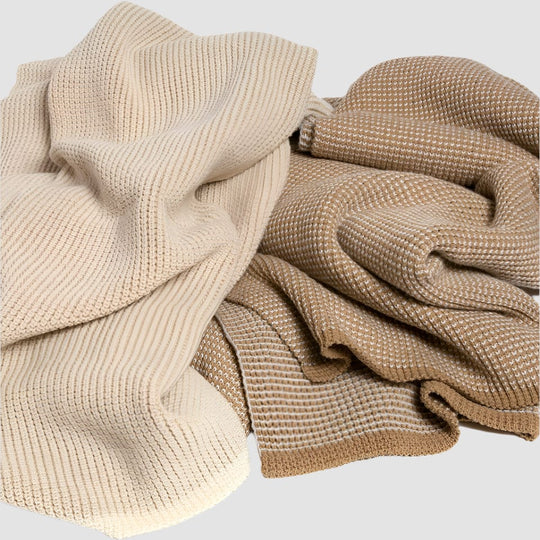 Merino Wool Knit Solid Textured Throw Blanket