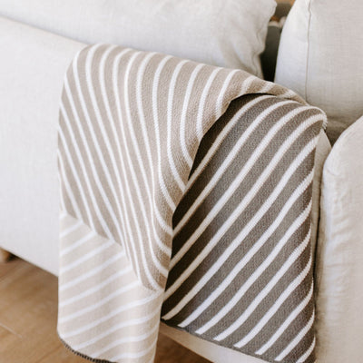 Cotton Sustainable Knit Striped Throw Blanket - Zag by Kelly Harris Smith