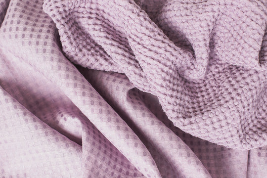 Luxurious waffle throw blankets for bed make of linen #color_lilac